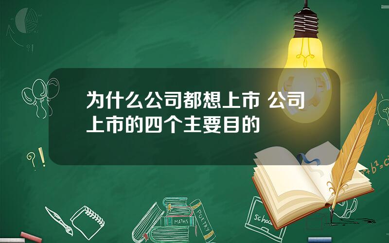 为什么公司都想上市 公司上市的四个主要目的